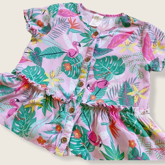 H&M Baby 6-9M Print Button Down Hawaiian Shirt - Picture 2 of 5